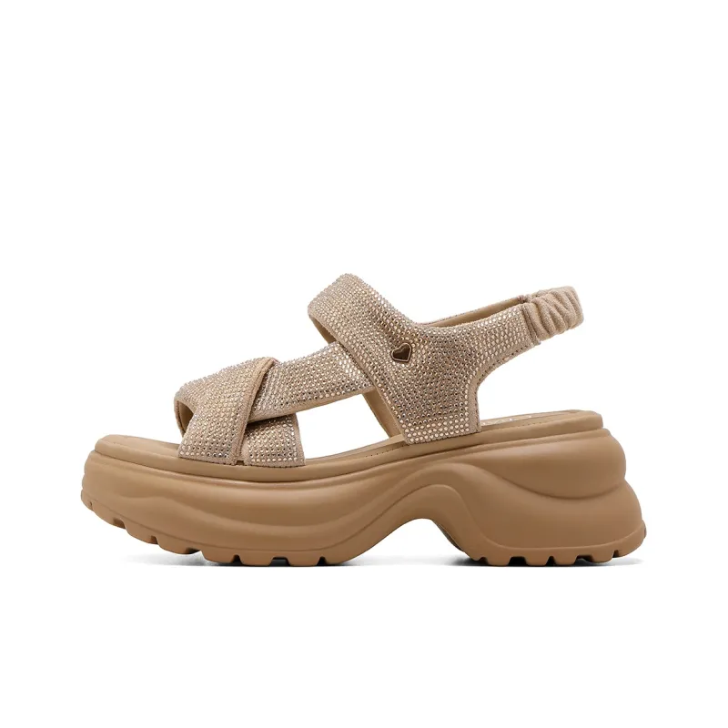 C°BANNER Beach Sandals Women's Beige/Black/Apricot-10