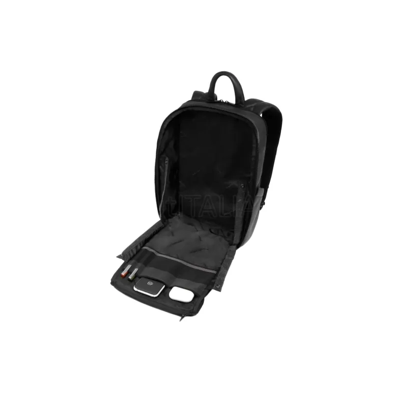 PIQUADRO Leather Backpack Unisex Black-2