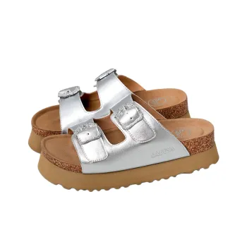 Safiya Rubber Foam Outsole Quiet Slide Slippers Women's Silver
