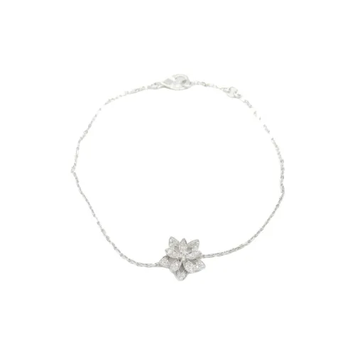 Van Cleef & Arpels 2010s 18K White Gold Lotus Diamond Bracelet