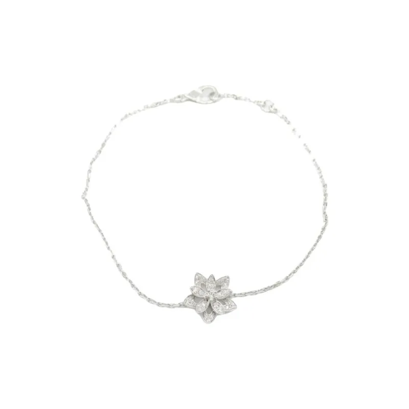 Van Cleef & Arpels 2010s 18K White Gold Lotus Diamond Bracelet-0