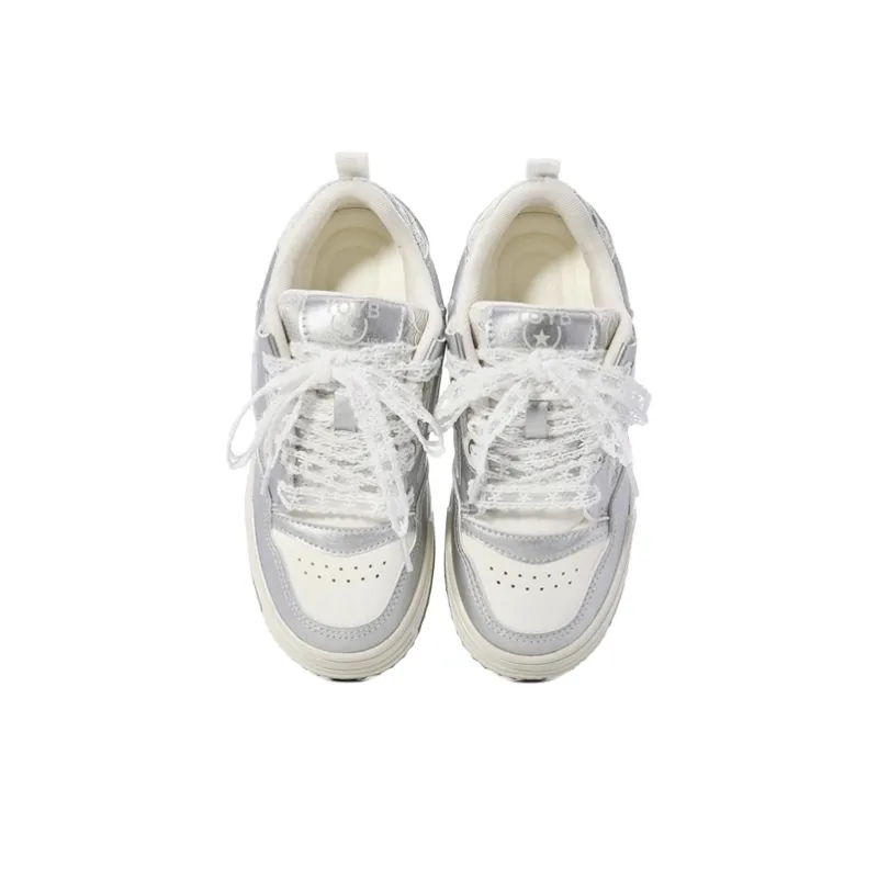 Ordifen Low Top Skateboard Shoes Women's Silver-2