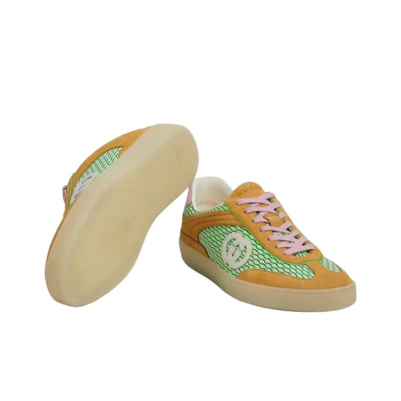 GUCCI G75 Low Top Skateboard Shoes Men's Brown Green-5
