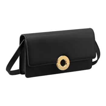 BVLGARI Cow Leather Shoulder Bag, Crossbody Bag Women's Black