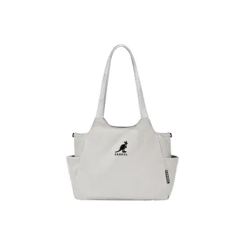 KANGOL Nylon Tote Bag, Shoulder Bag Medium Size Unisex Light Gray/Ivory White/Peach Pink/Black