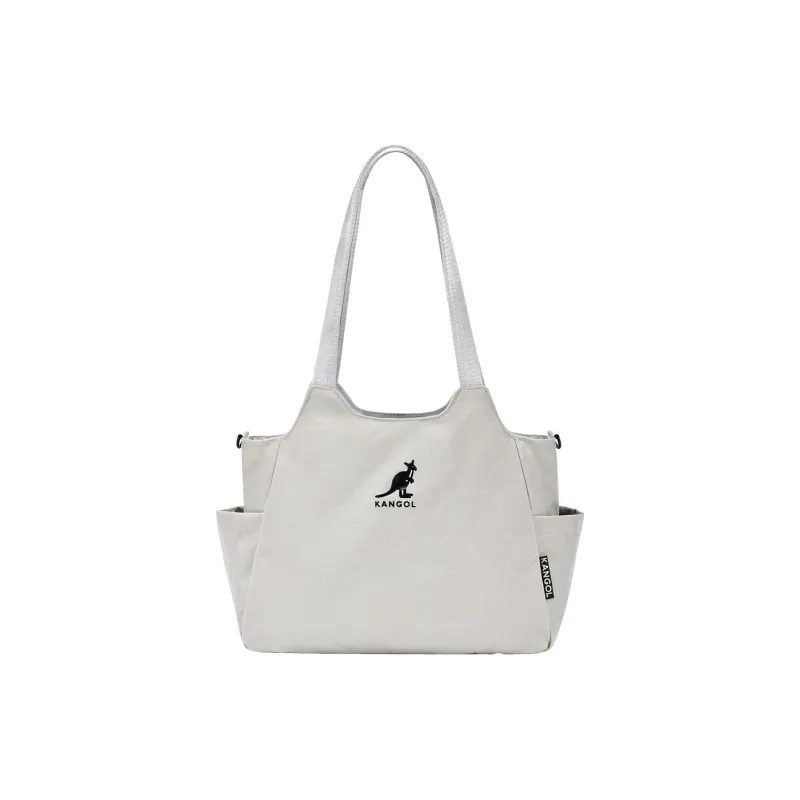 KANGOL Nylon Tote Bag, Shoulder Bag Medium Size Unisex Light Gray/Ivory White/Peach Pink/Black-0