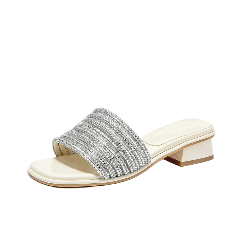 GEMEIQ Slide Slippers Women's Silver, Ecru-0