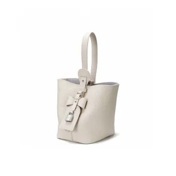 ROBERTA DI CAMERINO Top Grain Cow Leather Bucket Bag Handbag Women's Ecru/Black