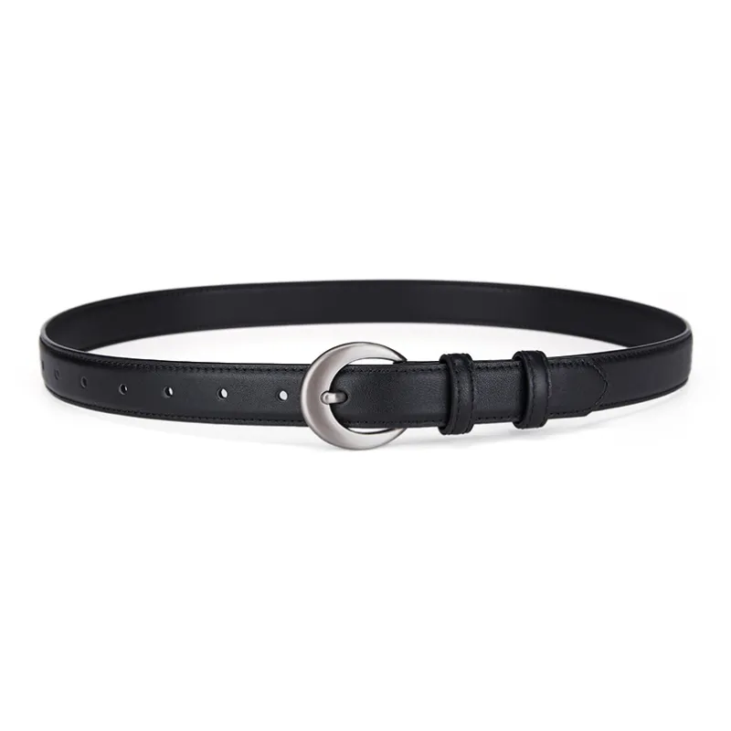Jeccieziio Split Cow Leather Cow Split Leather Belts Women's Silver Width  2.5cm-3