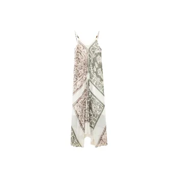 3COLOUR Slip Dresses Women's Green Beige Geometric
