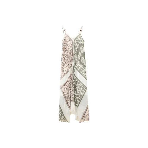 3COLOUR Slip Dresses Women's Green Beige Geometric