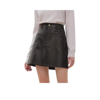 FANSILANEN Leather Short Skirts Women's