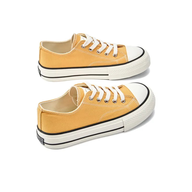 La Chapelle Wear resistant And Lightweight Low Top Canvas Shoes Women's Yellow-3