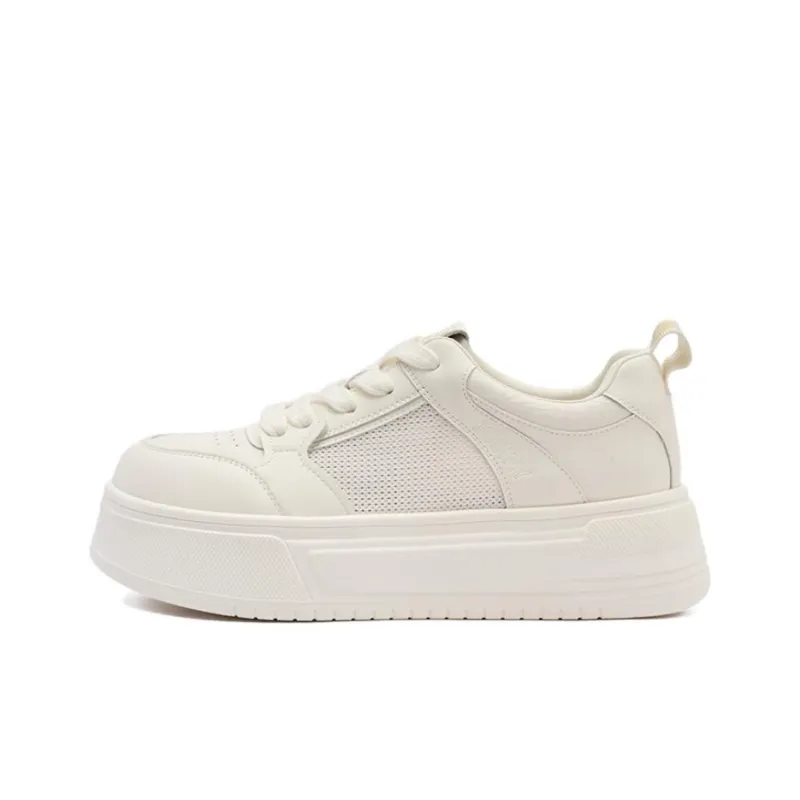 JOSINY Anti Slip Wear Resistant Low Top Skateboard Shoes Women's Ecru-0
