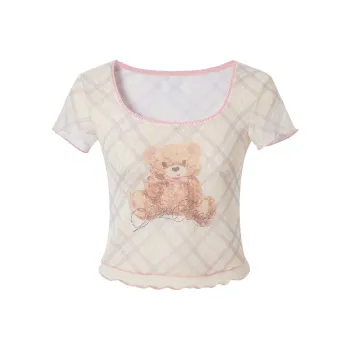 SEENFAAN T Shirts Women's Light Apricot Print