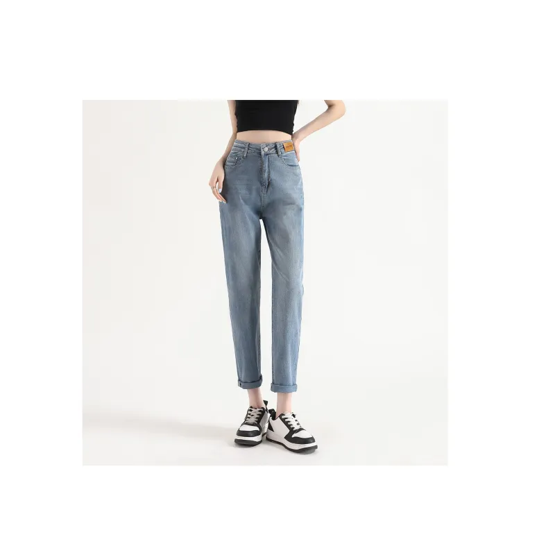 FAWENXIANGZI Jeans Women's Light Blue-0