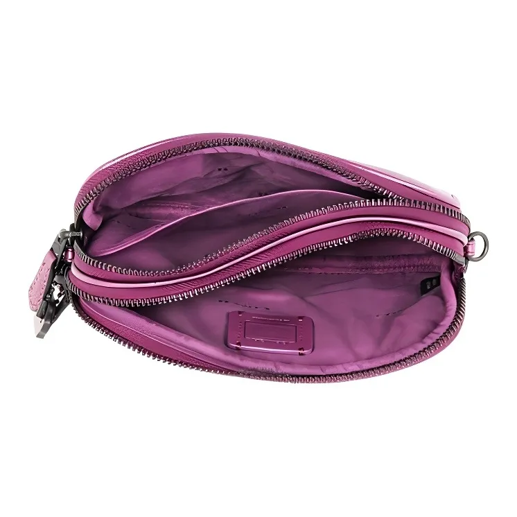 COACH Sadie Calfskin Leather Clutch, Crossbody Bag Medium Size Women's Metallic Pink-3