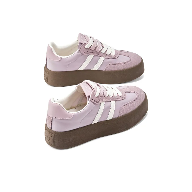 La Chapelle Anti Slip Wear Resistant Low Top Skateboard Shoes Women's Light Purple-3