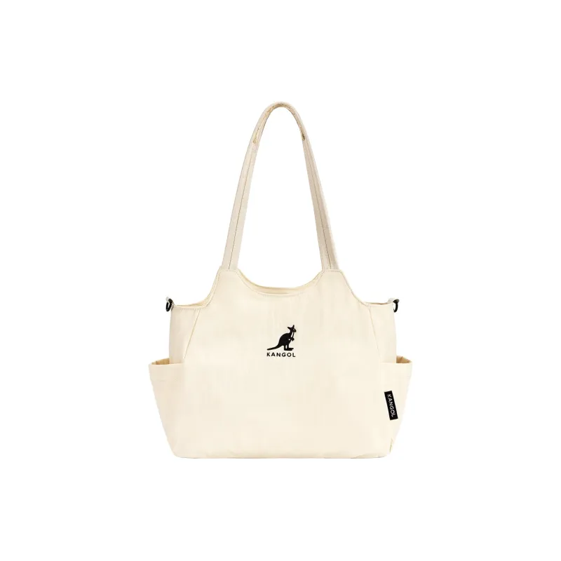 KANGOL Nylon Tote Bag, Shoulder Bag Medium Size Unisex Light Gray/Ivory White/Peach Pink/Black-6