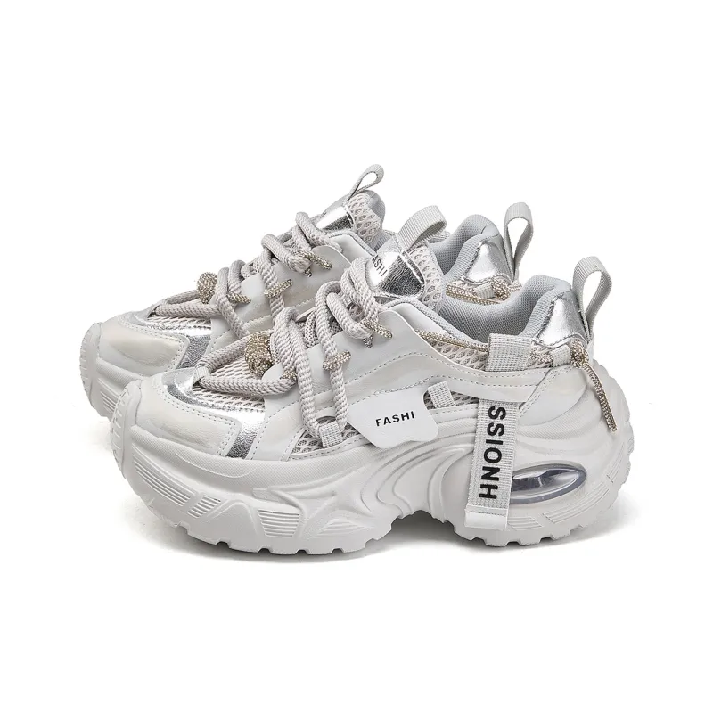 La Chapelle Abrasion Resistant Low Top Chunky Sneakers Women's Gray-2
