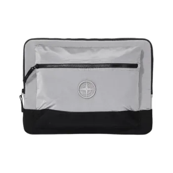 STONE ISLAND Nylon Clutch Unisex Silver & Black