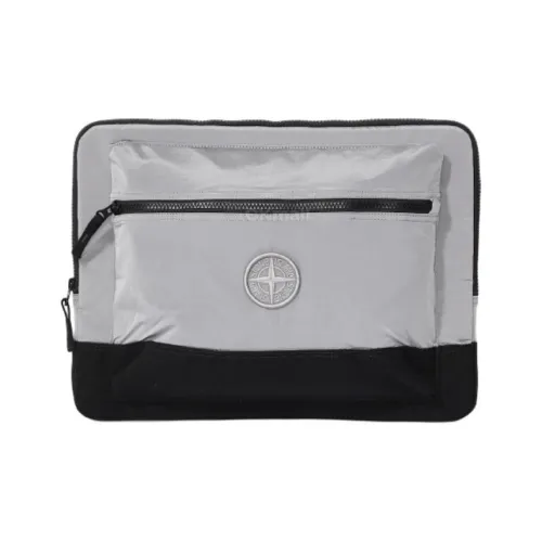 STONE ISLAND Nylon Clutch Unisex Silver & Black