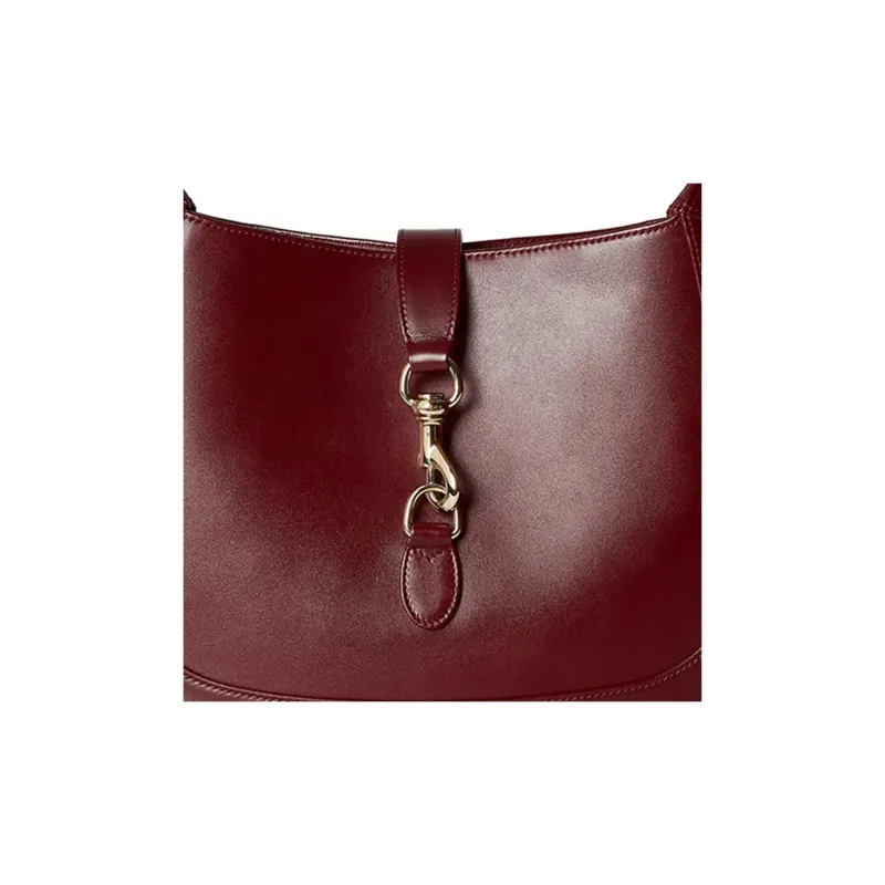 GUCCI Jackie Leather Handbag Medium Size Women's Red-1