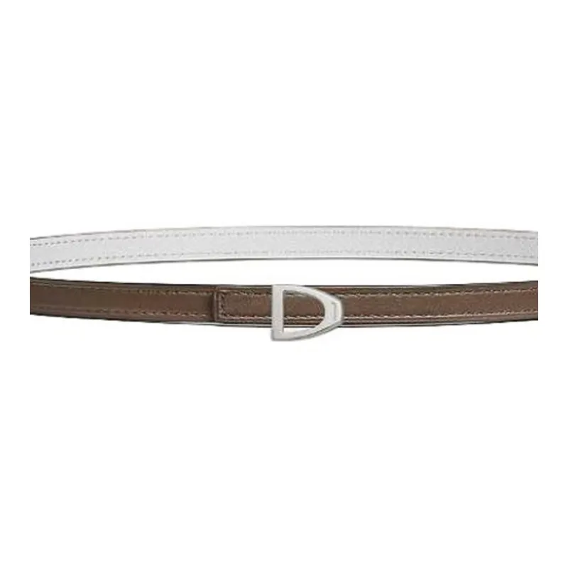 HERMES Calfskin Leather Belts Women's Taupe Width 1.3cm-1