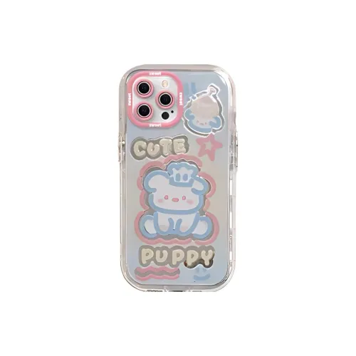 KVZUVUU Acrylic Material Blue Pink Puppy 1 Phone Cases Compatibility With IPhone 15 Pro Max/Apple 13/14/Pro/Max/12/11