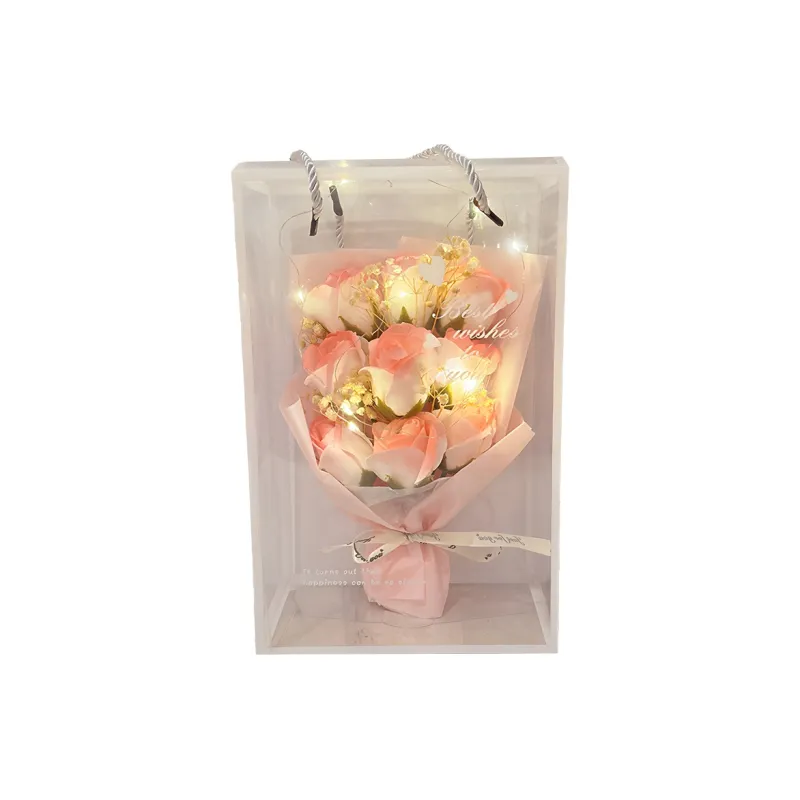 Future Maple Creative Dried Baby's Breath Preserved Flower Rose Birthday Bouquet, 9 Roses-8