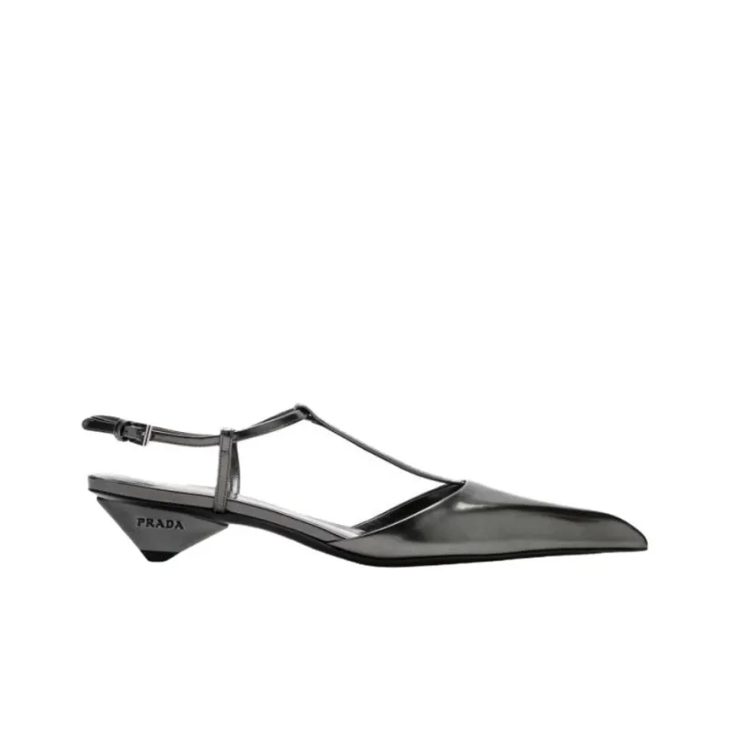 PRADA Cone Heel High Heels Women's Coal Gray-1