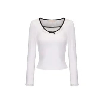 CHIWAWAMEME T Shirts Women's Milk White & Black