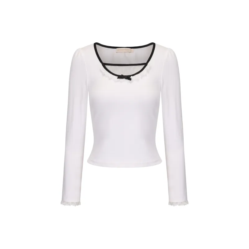 CHIWAWAMEME T Shirts Women's Milk White & Black-0