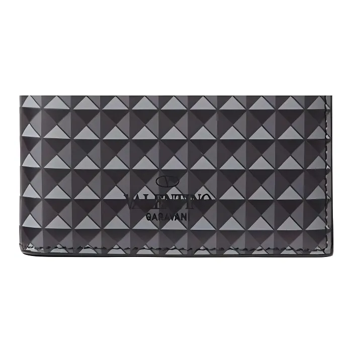 Valentino Calfskin Wallet Mini Men's Gray & Multicolor-2