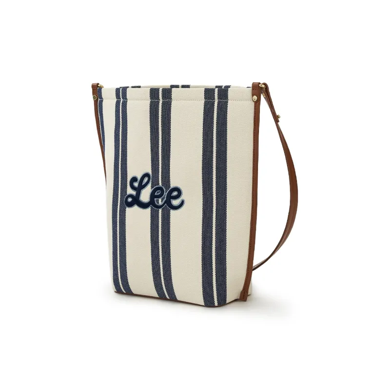 Lee Fabric Tote Bag, Shoulder Bag Large Size Regular Women's Blue White Stripes-2