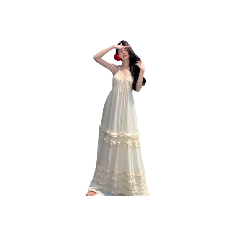 FLIM Slip Dresses Women's White-1