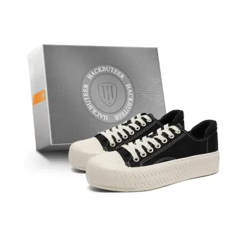 HACKBUTEER Low Top Skateboard Shoes Unisex Black Box Included