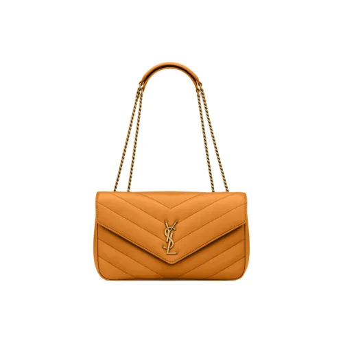 SAINT LAURENT LOULOU Sheepskin Shoulder Bag Medium Size Women's Sunflower