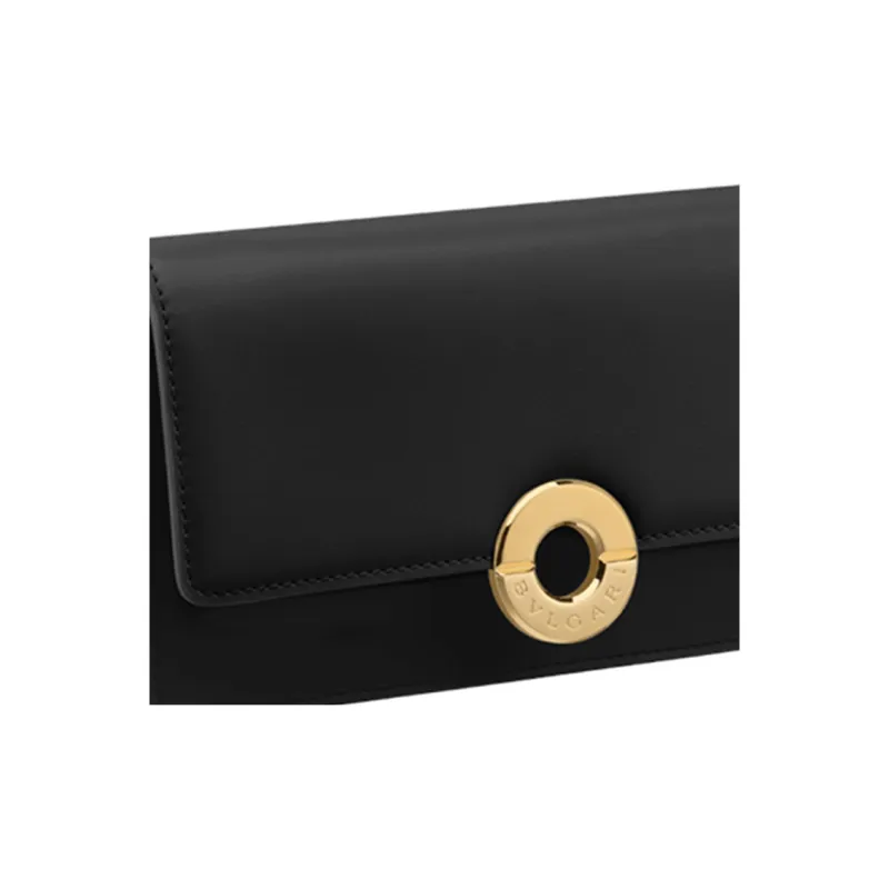 BVLGARI Cow Leather Shoulder Bag, Crossbody Bag Women's Black-3