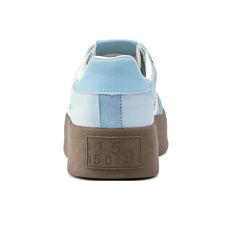 La Chapelle Anti Slip Wear Resistant Low Top Skateboard Shoes Women's Light Blue-5