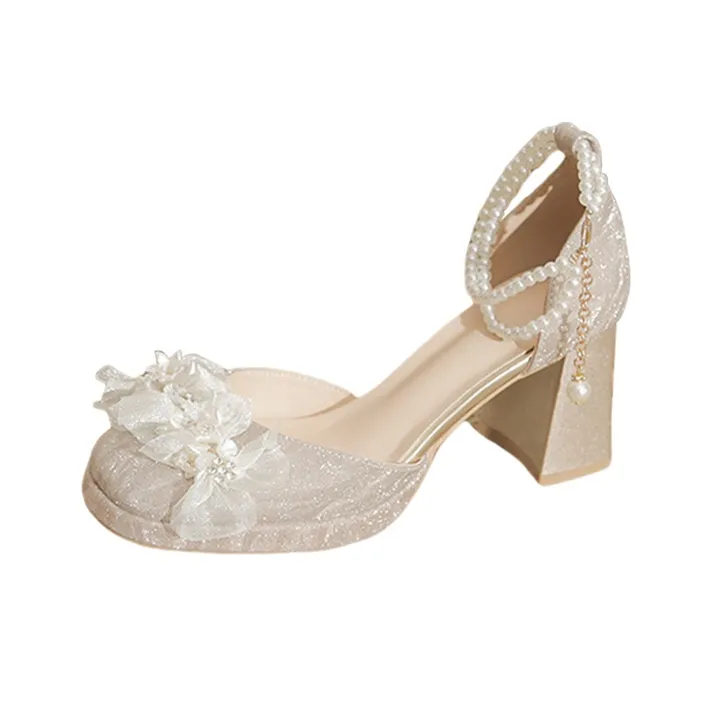 BIGTREE High Heels Women's Silver/Champagne-4
