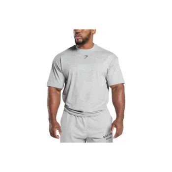 GYMSHARK T Shirt Men's Light Gray Core Heather Gray