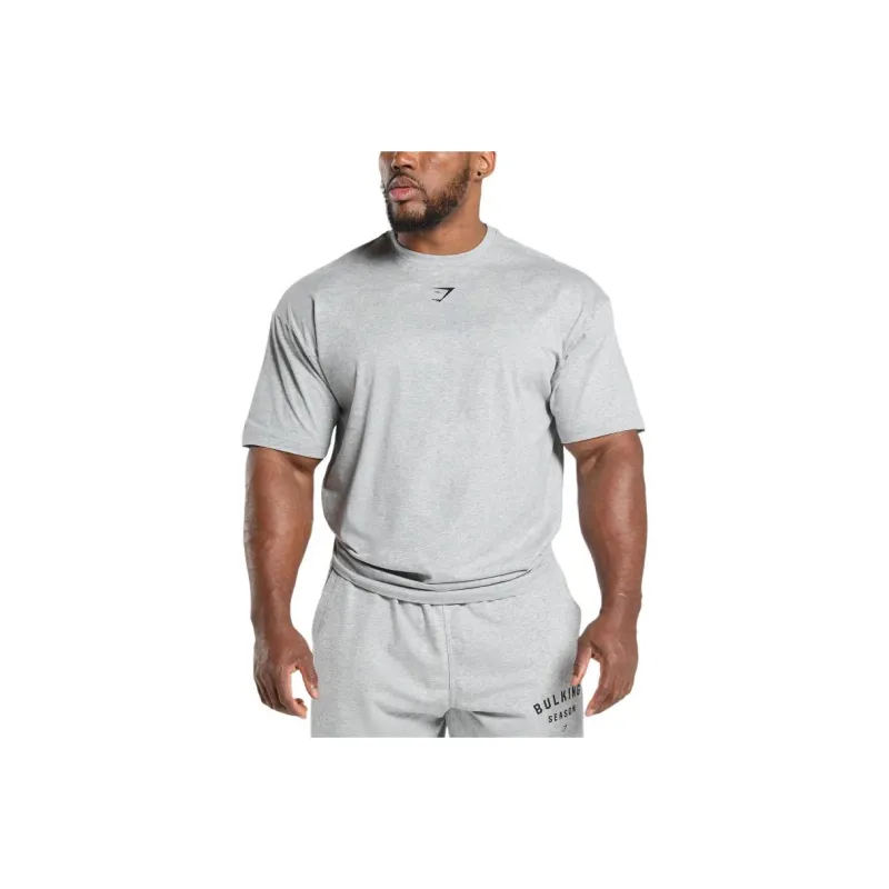 GYMSHARK T Shirt Men's Light Gray Core Heather Gray-0
