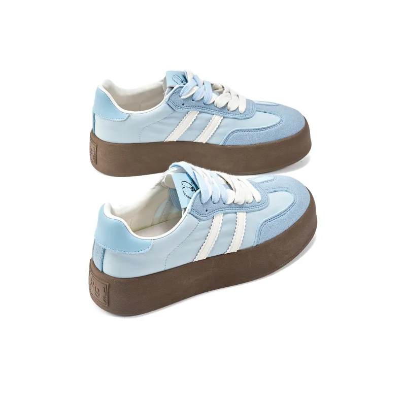 La Chapelle Anti Slip Wear Resistant Low Top Skateboard Shoes Women's Light Blue-3