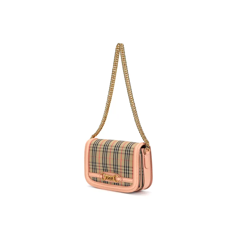 Burberry Cotton With Leather Handbag, Shoulder Bag Women's Nude Pink & Archive Beige-1