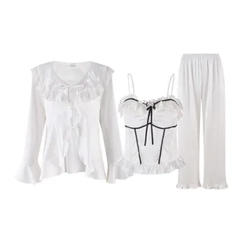 MY BODY Accent Camisole Cardigan Pajama Set Women's