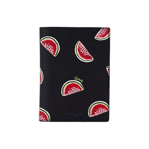 COACH Coated Canvas Passport Holder Mini Unisex Marine Blue & Red