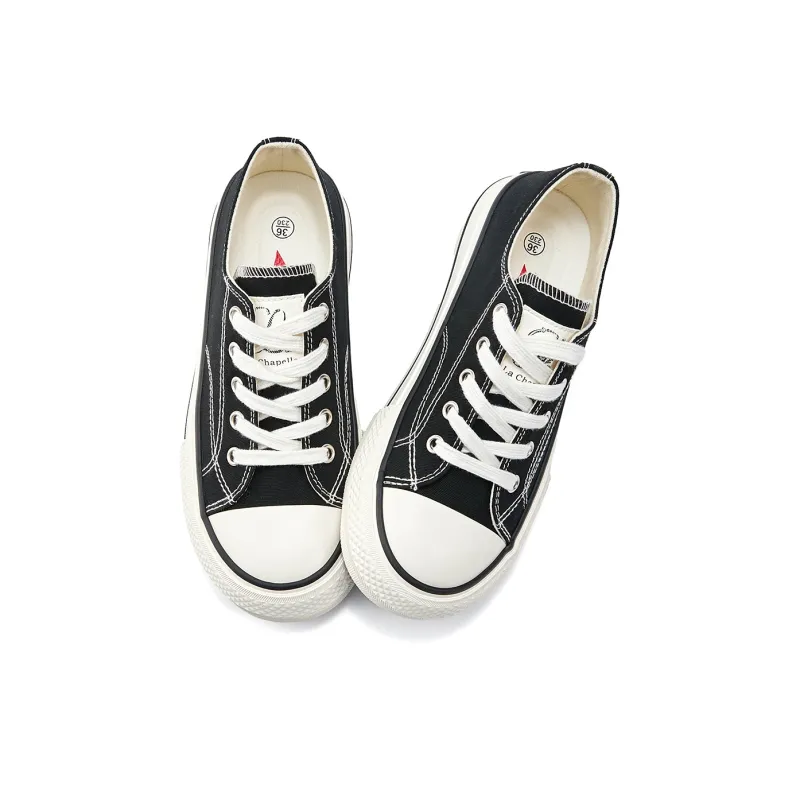 La Chapelle Non slip Lightweight Low Top Canvas Shoes Women's Black-2