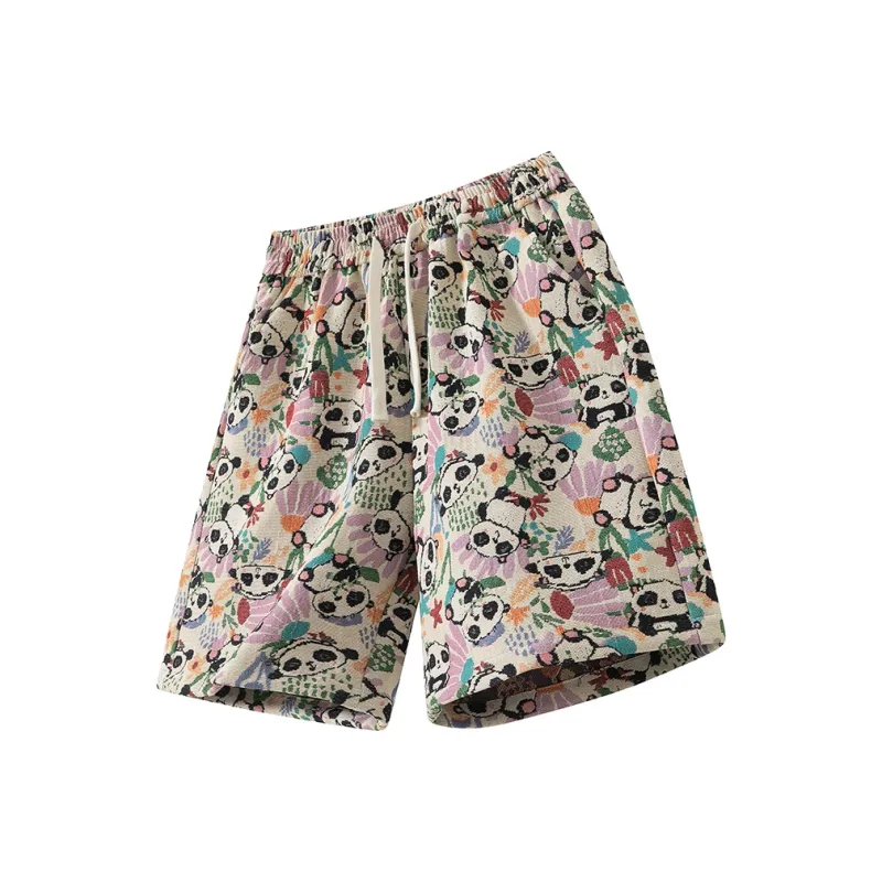 SOCKKEY Casual Shorts Unisex Embroidery Panda-0