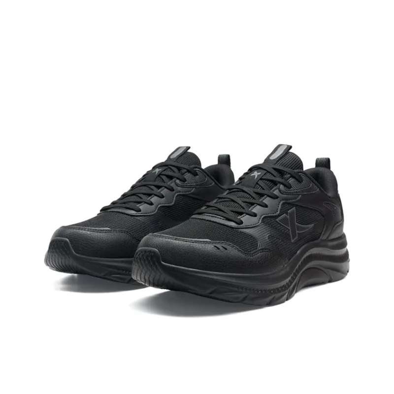 XTEP Abrasion Resistant Lightweight Cushioning Low Top Casual City Commute Running Shoes Men's Black Charcoal Ash-2